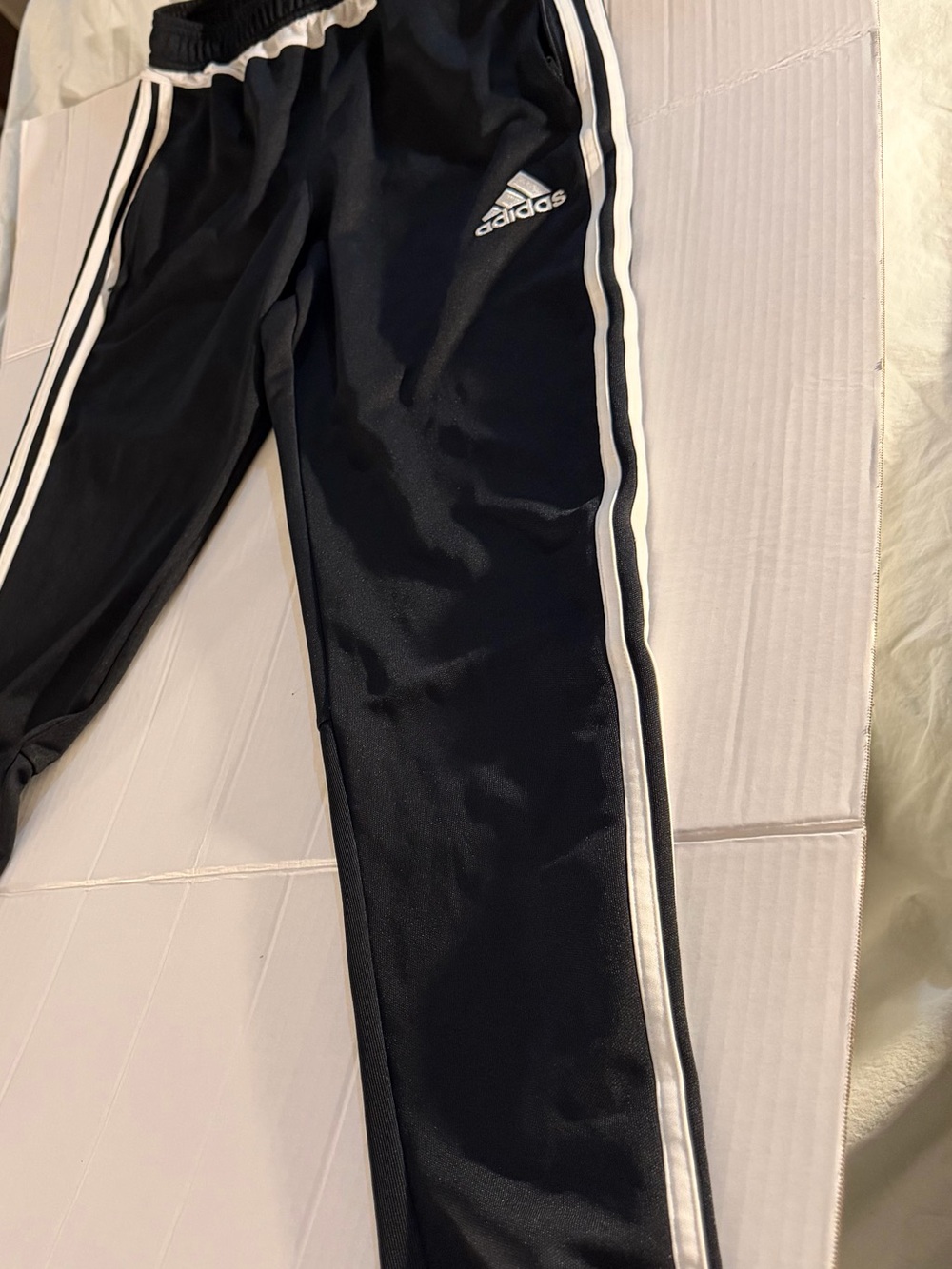 #331 adidas Men’s Black Track Pants with White Side Stripes